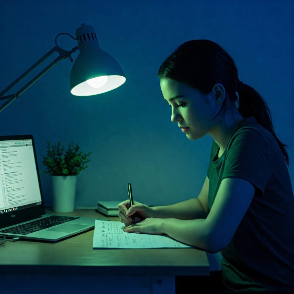 Person at desk with to-do list