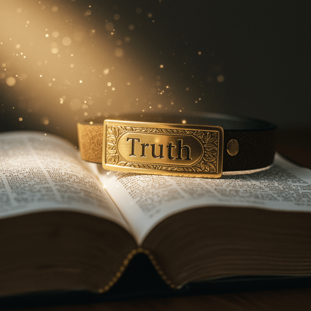 Truth" inscribed, placed on an open Bible.