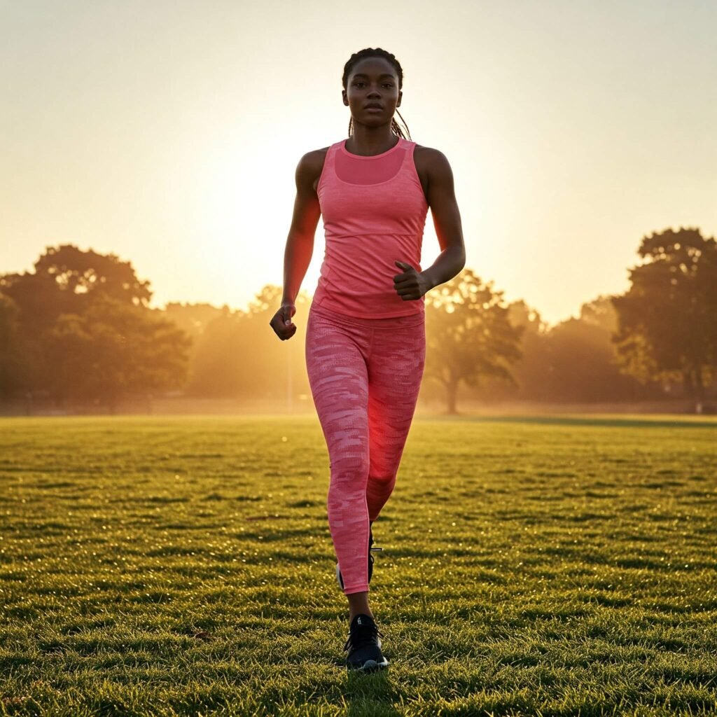 Athlete training at sunrise