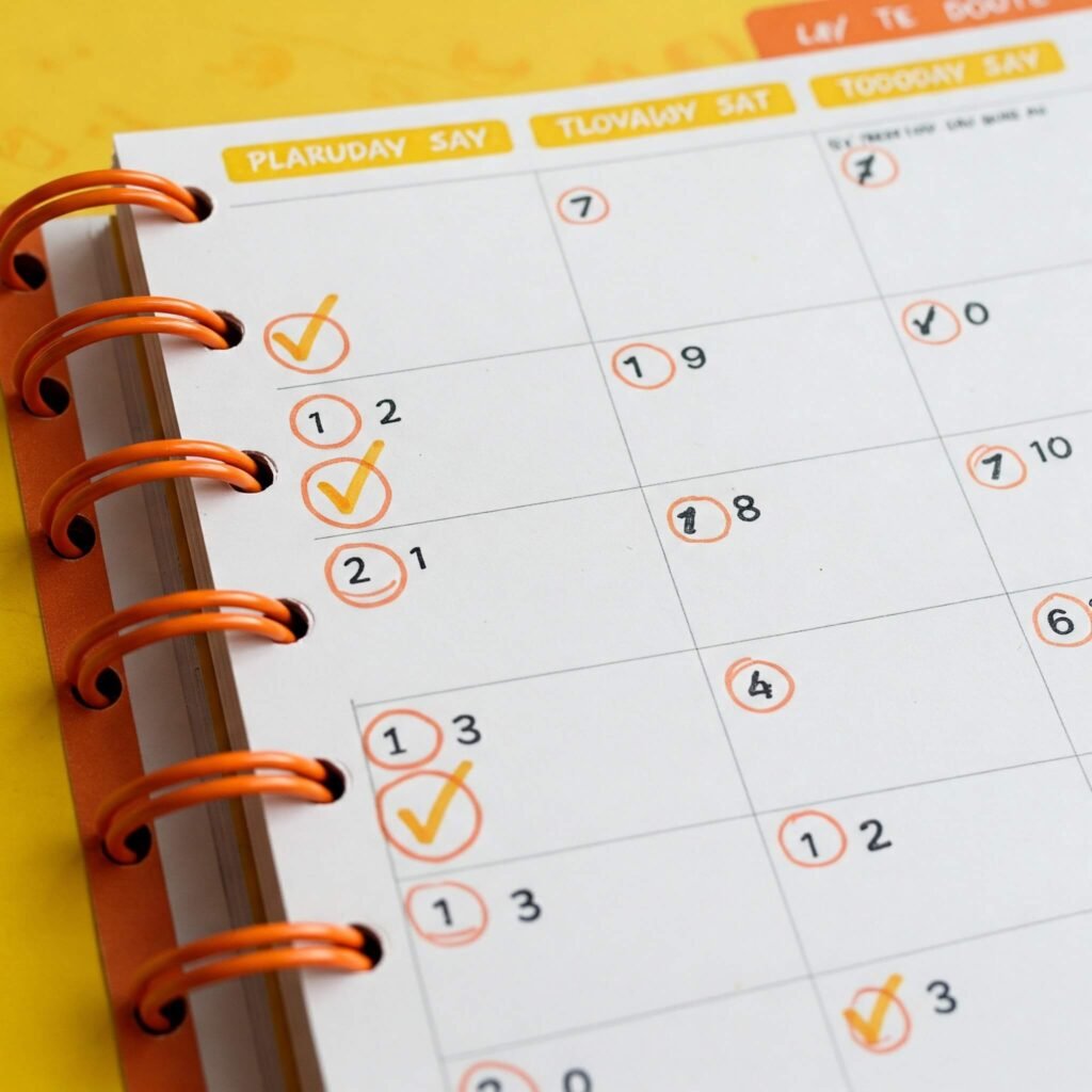 Colorful planner with checkmarks