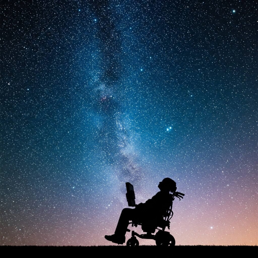 Wheelchair under stars