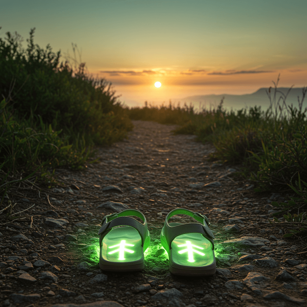 rocky path with a sunrise.