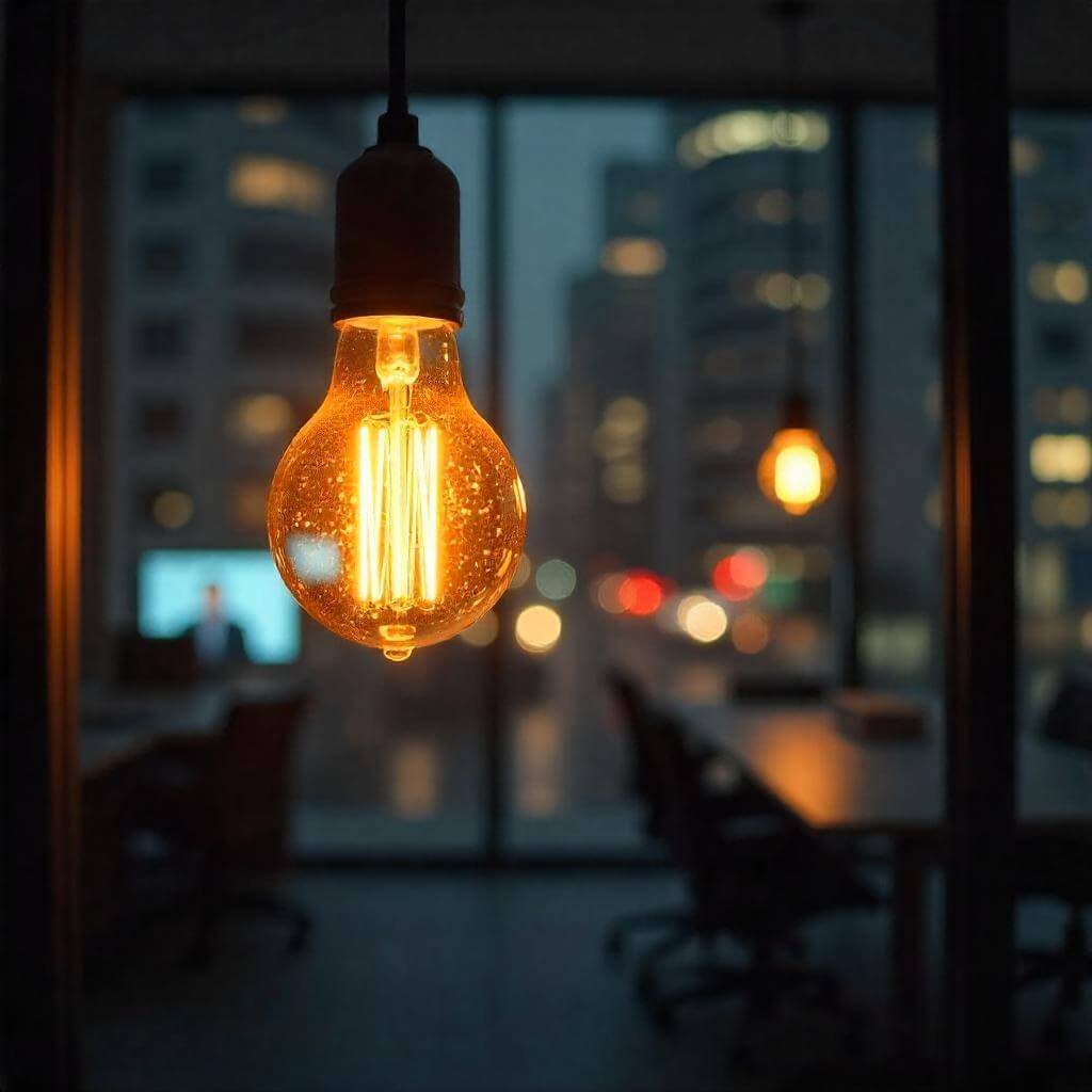 A glowing lightbulb symbolizing innovation and growth.